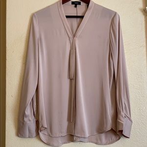 Theory Blush Colored Silk Tieneck Top